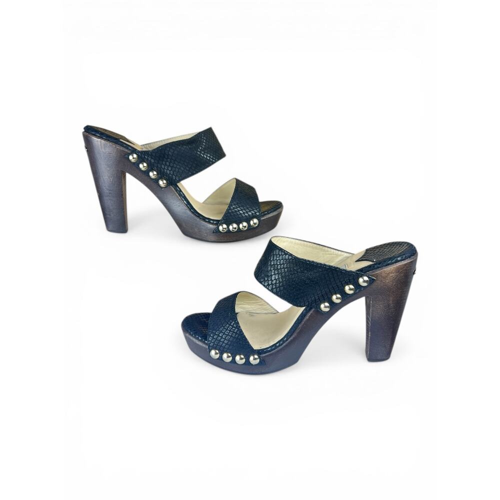 Jimmy Choo Ulrika Studded Platform Mules Black Leather EU 39